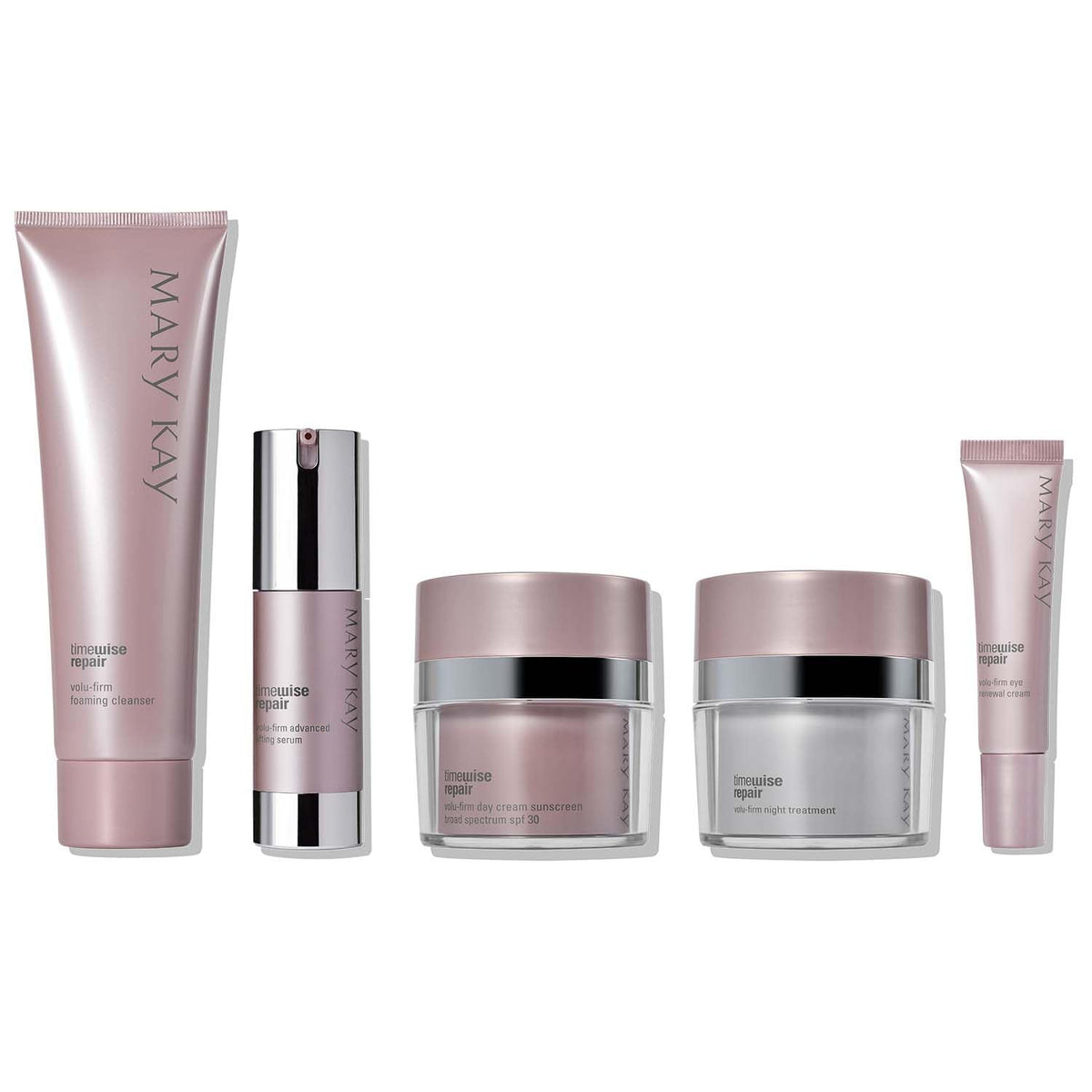 Mary Kay TimeWise Repair Volu‑Firm front packaging showing complete set benefits