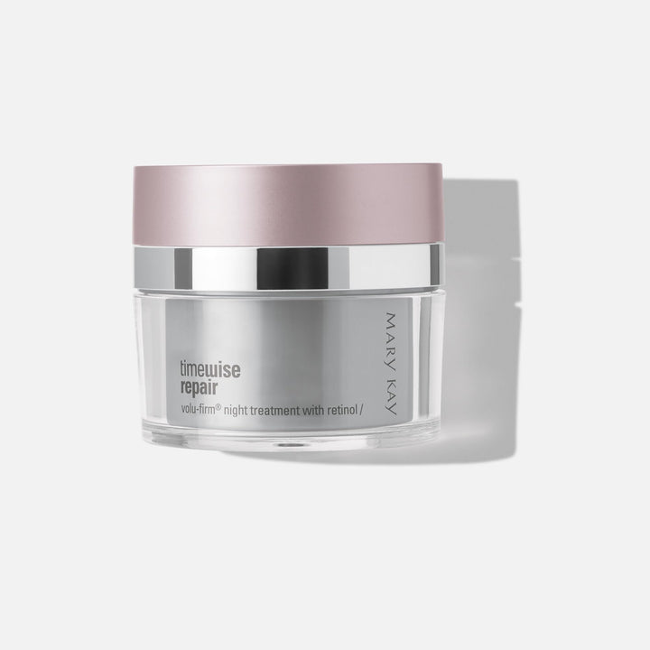 Mary Kay jar front view showing product packaging and elegant night skincare appeal