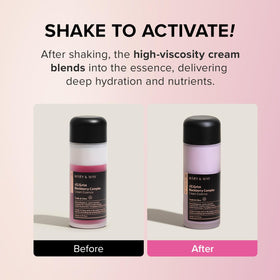 Mary&May applying essence by pressing into face, showing layering under makeup benefit