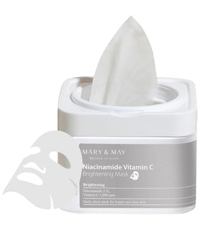 Mary&May front packaging showing 30-sheet case, organized and travel-ready