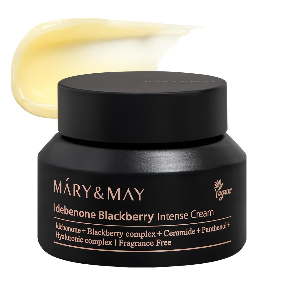 Mary&May front jar shot showing sleek package and antioxidant benefits