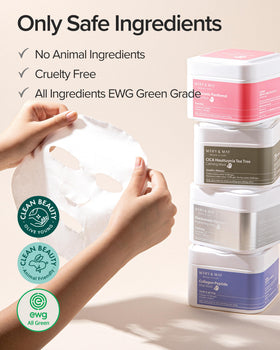 Mary&May mask beside hand for size and daily routine convenience