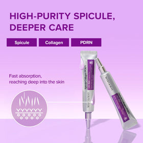Mary&May cream on fingertips demonstrating pea-sized amount for targeted use