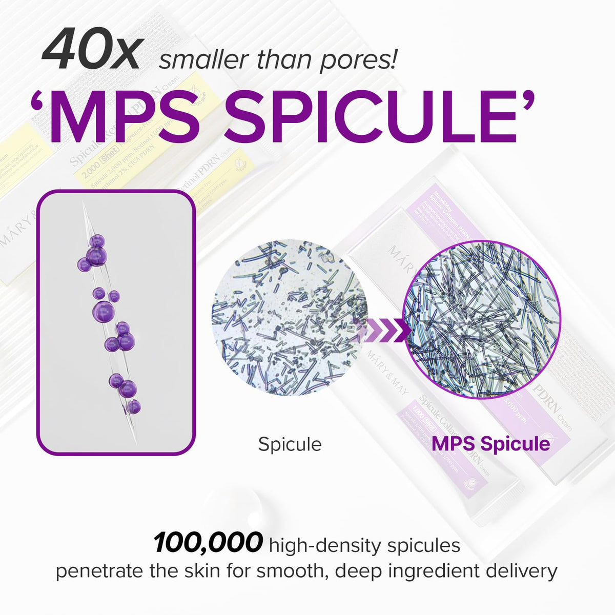 Mary&May ingredient label highlighting PDRN and French marine collagen benefits