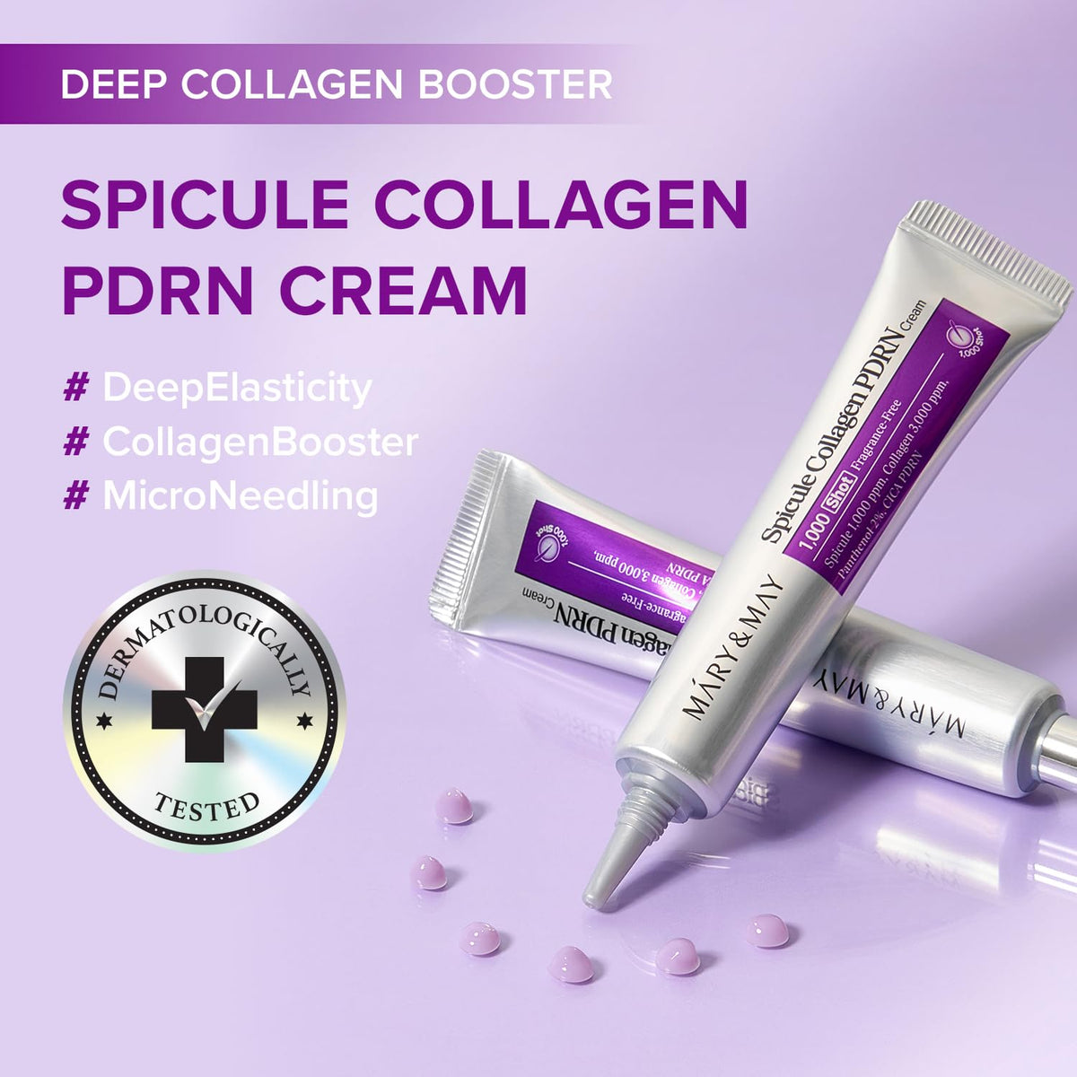 Mary&May cream texture close-up revealing micro spicules and absorption benefit