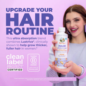 MaryRuth's closeup label detail highlighting Lustriva and biotin for clarity