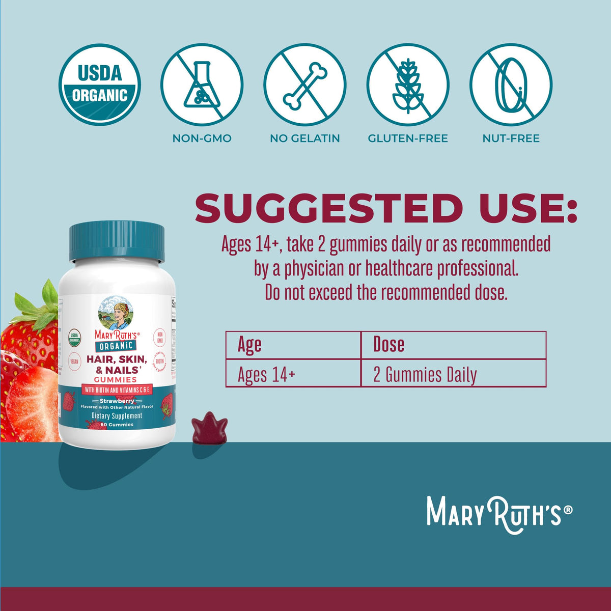 MaryRuth's crown-shaped gummies in hand demonstrating convenient serving size