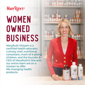 MaryRuth's bottle on a bathroom shelf in lifestyle scene for daily routine appeal
