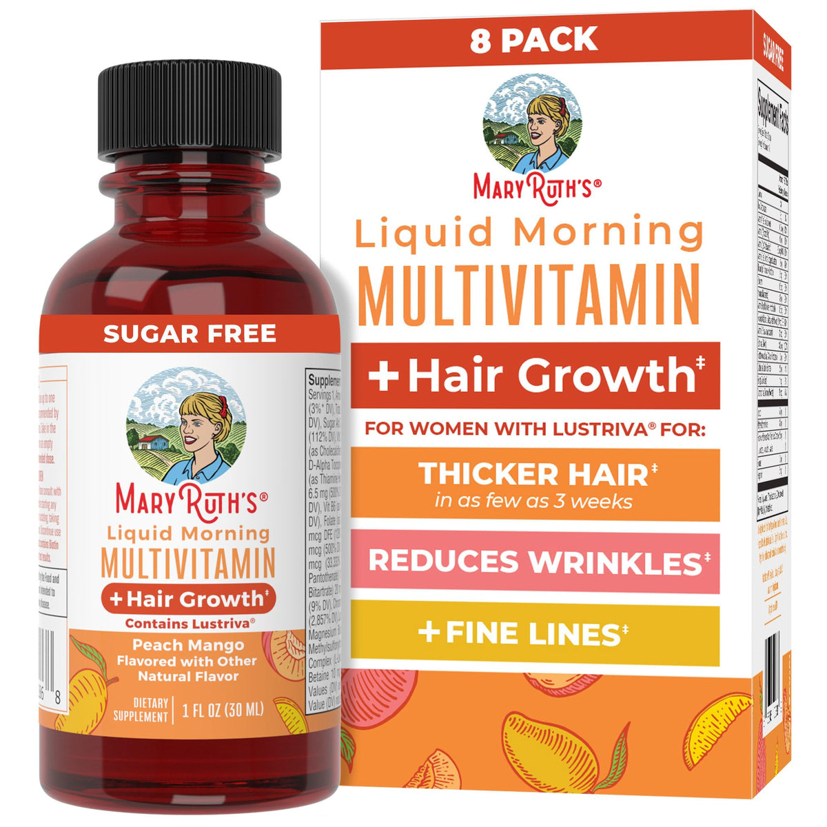 MARYRUTH'S travel pack front packaging showing eight 1 fl oz bottles for easy travel