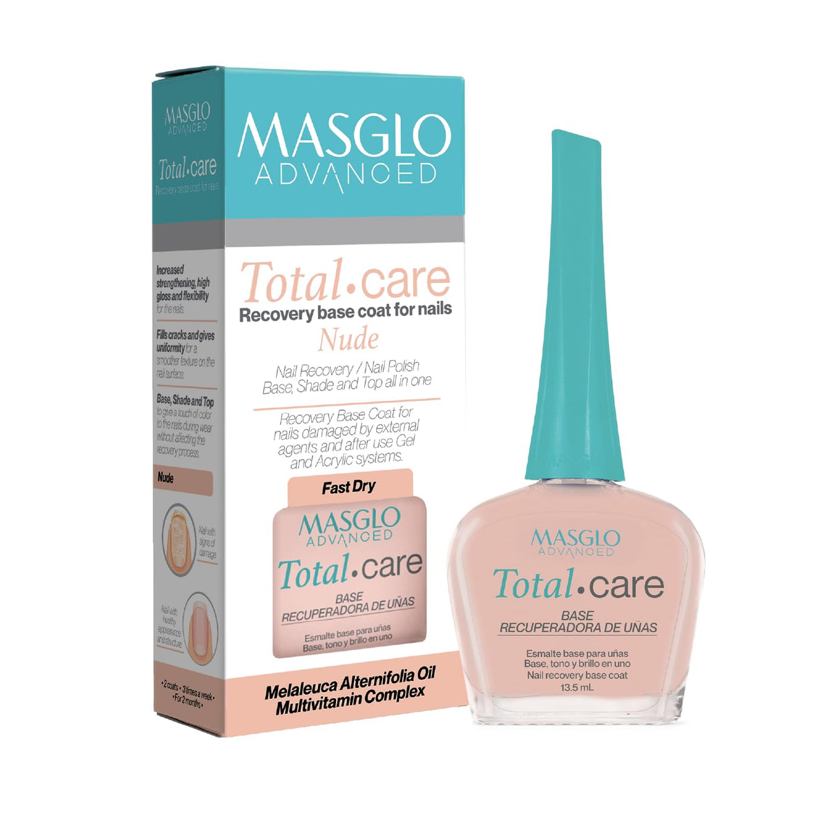 MASGLO front packaging showing bottle and label with product benefits
