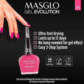 MASGLO label focusing on 14-free and vegan formula for safer nail care