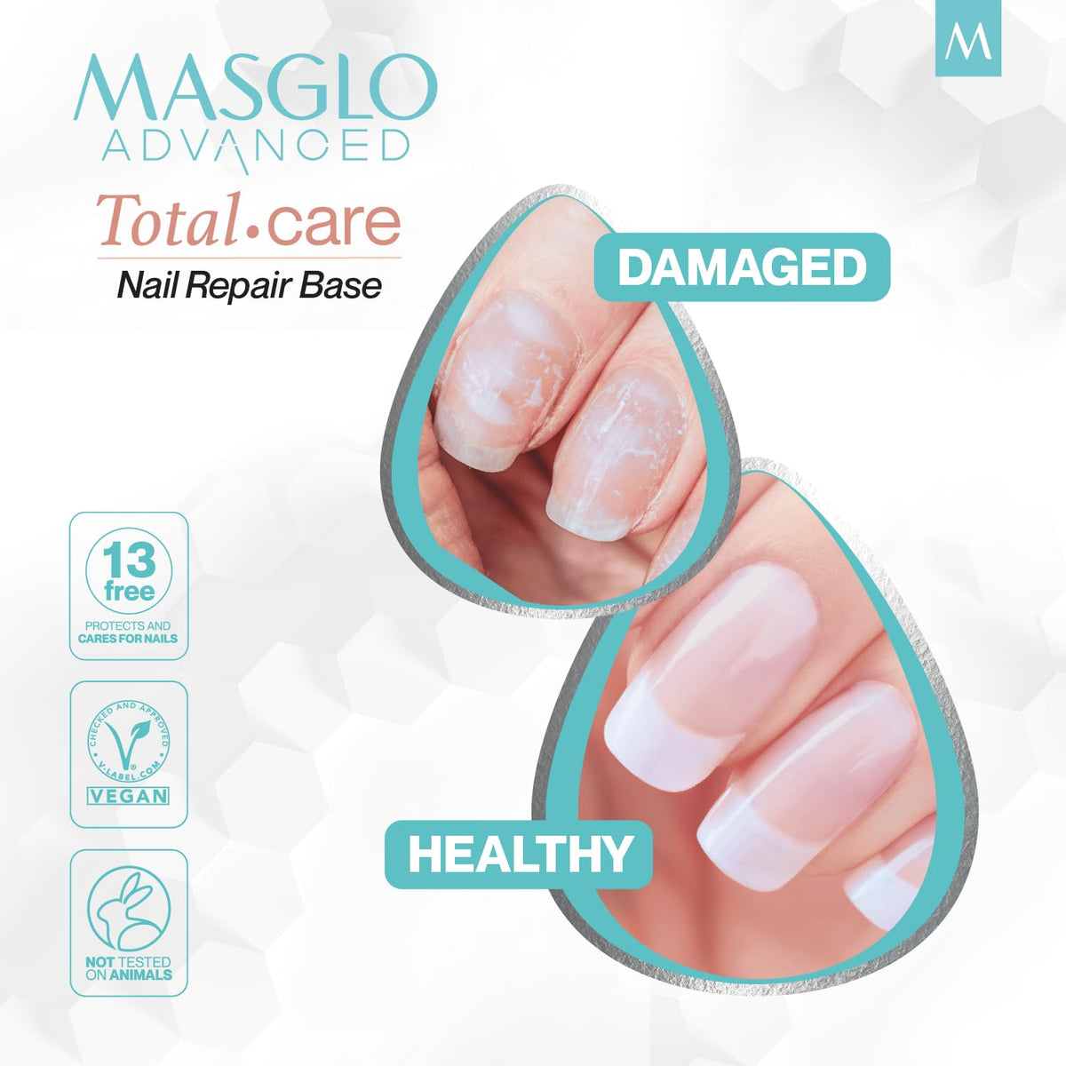 MASGLO applied on a fingernail in use demonstrating natural nude coverage
