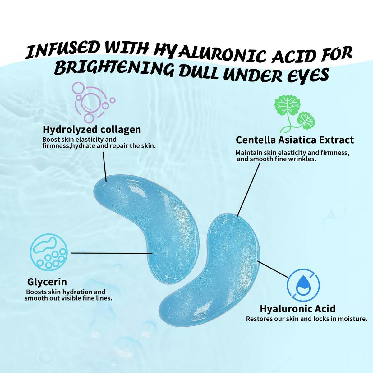 Maskiss patches applied under eye demonstrating smoothing effect