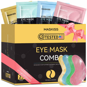 Maskiss front packaging showing 24K gold and key benefits for refreshed eyes