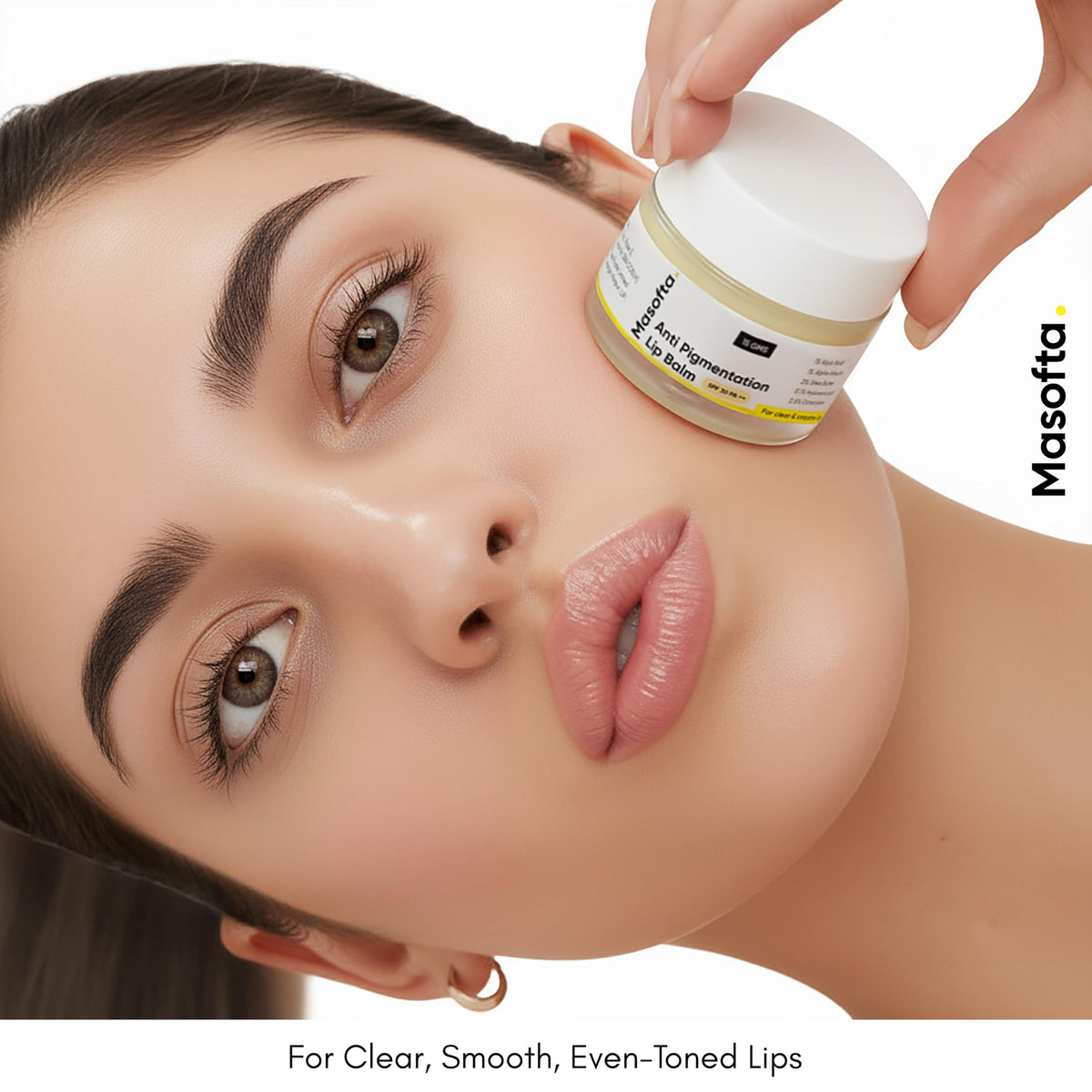 Masofta outdoors lifestyle shot, showing protective lip care on the go