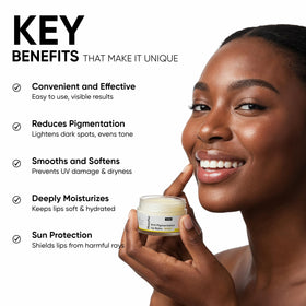 Masofta lip balm next to coin, showing portable 15g size benefit