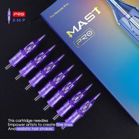 MAST TATTOO cartridges staged in a studio environment to show professional use