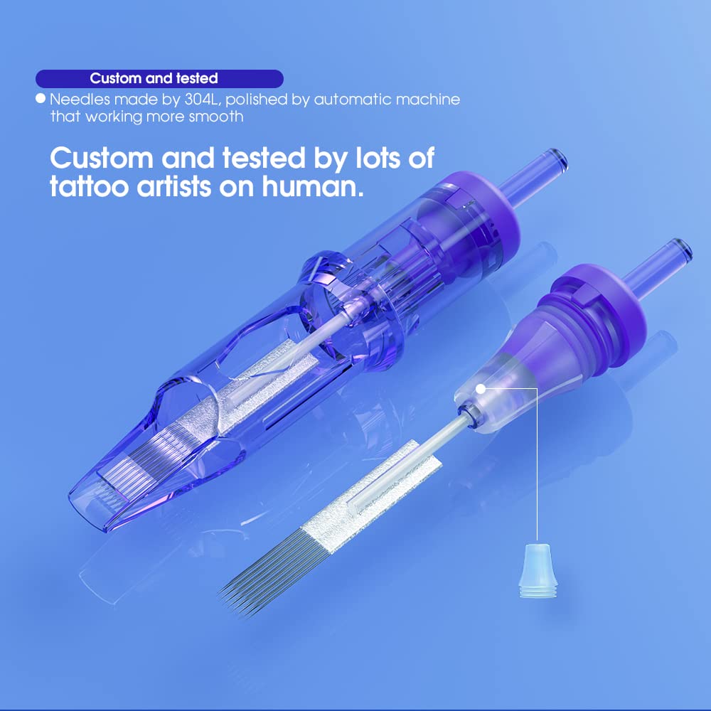 MAST TATTOO cartridges next to a ruler for quick size and scale reference