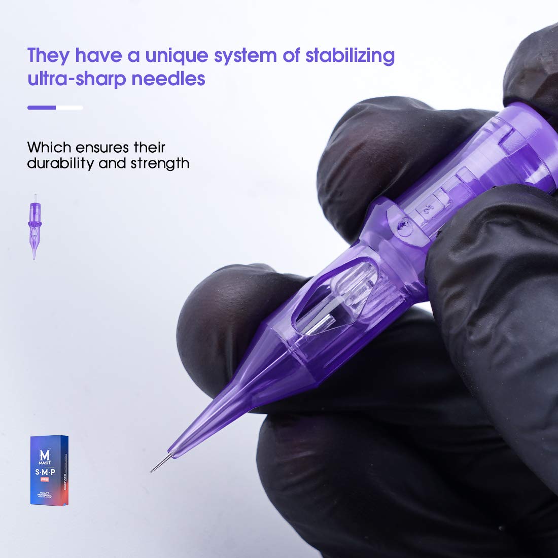 MAST TATTOO close-up of clear tip and protective membrane promoting spill prevention