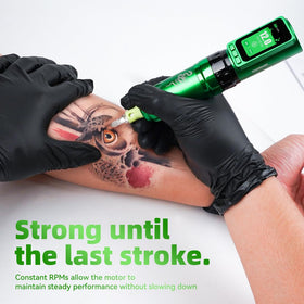MAST TATTOO stroke adjustment knob close-up showing easy tuning for technique benefit