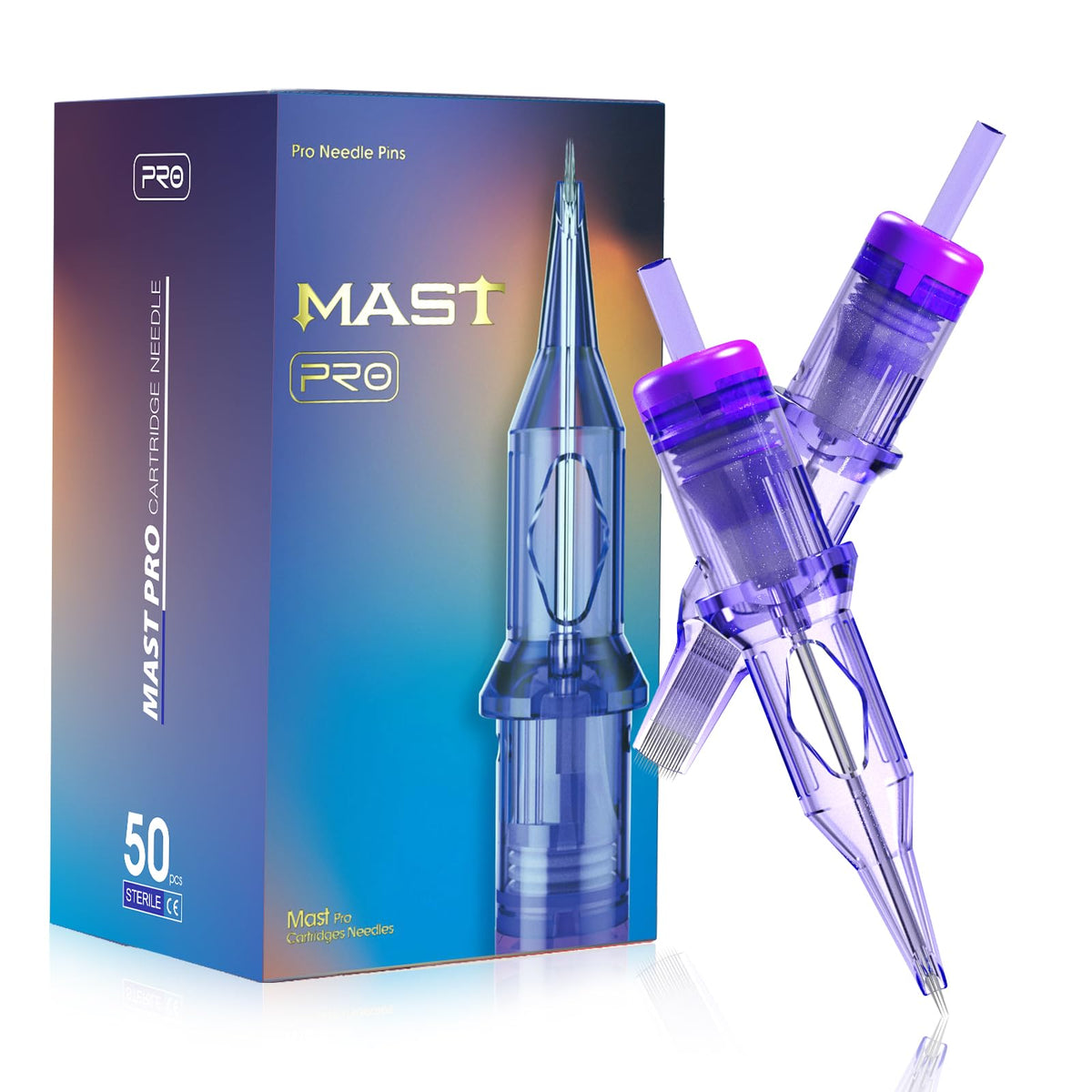 MAST TATTOO front packaging showing 50-piece assorted cartridges for studio readiness