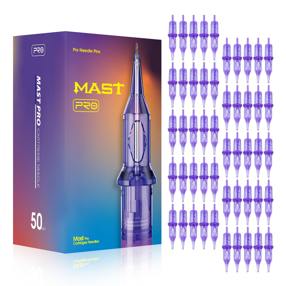 MAST TATTOO front packaging showing mixed 1RL–9RL cartridges and benefits