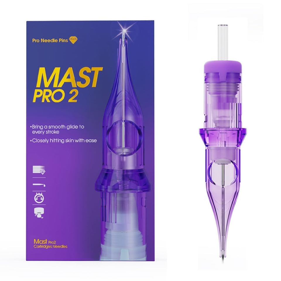 MAST TATTOO front packaging showing 20-count cartridges and branding benefit clarity