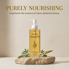 MATIERE applying oil to arm to smooth crepey skin and boost suppleness