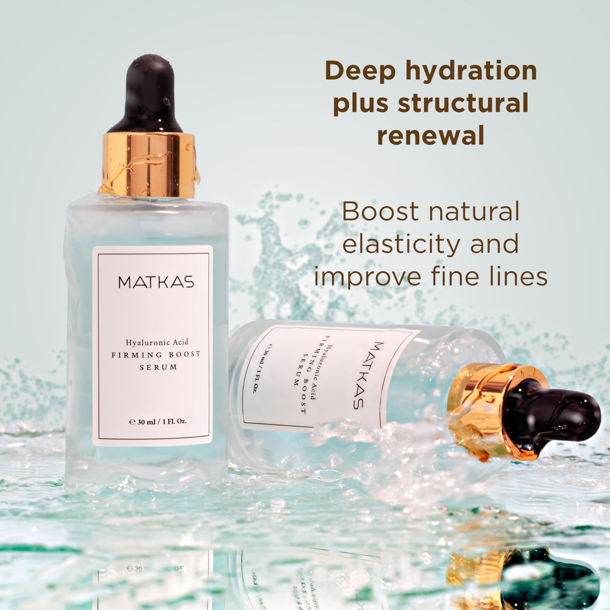 MATKAS serum on hand for scale showing concentrated hydrating benefit