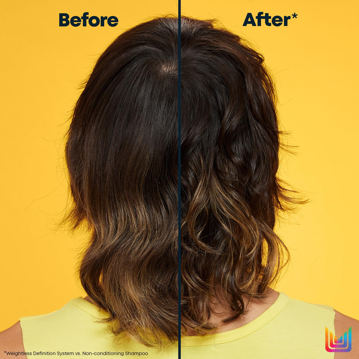 MATRIX applied on wavy hair in shower demonstrating even coverage benefit