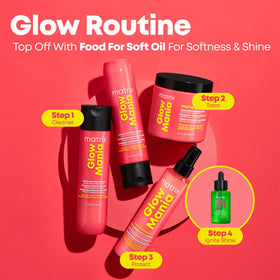Matrix Glow Mania bottle held in hand showing true 10.1 fl oz scale