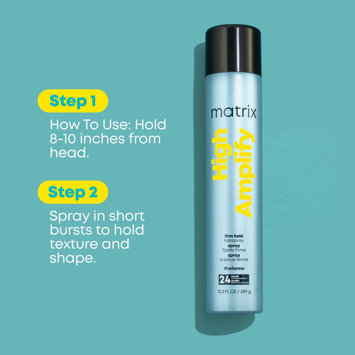 MATRIX hairspray spray in use during styling to set waves quickly