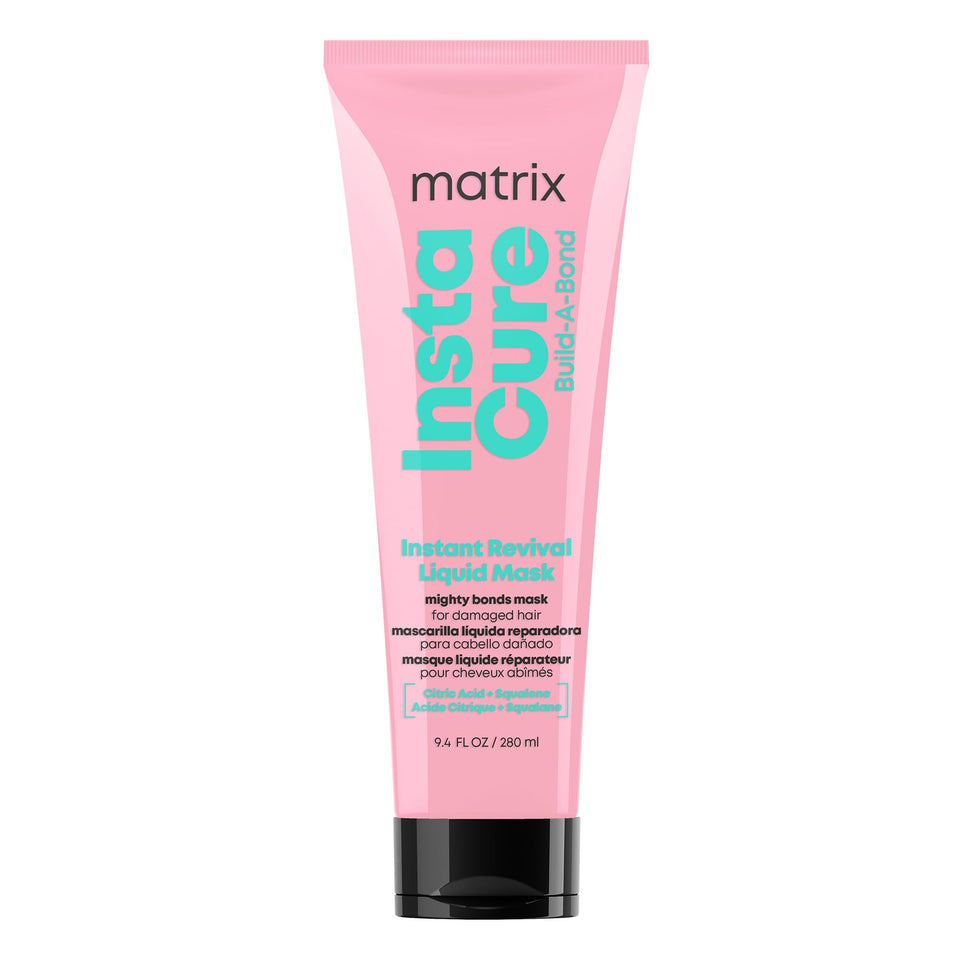 Matrix front bottle shot showing sleek packaging and visible repair benefit
