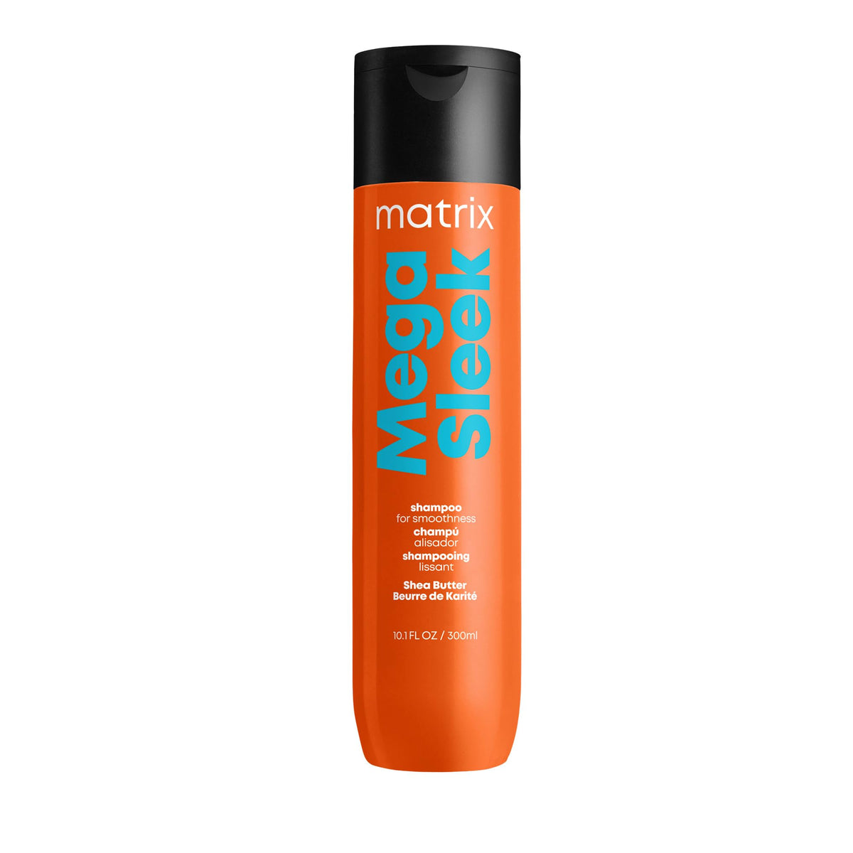 Matrix Mega Sleek front bottle showing product for smooth hair