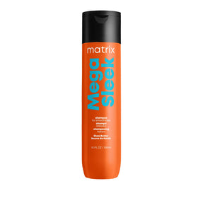 Matrix Mega Sleek front bottle showing product for smooth hair