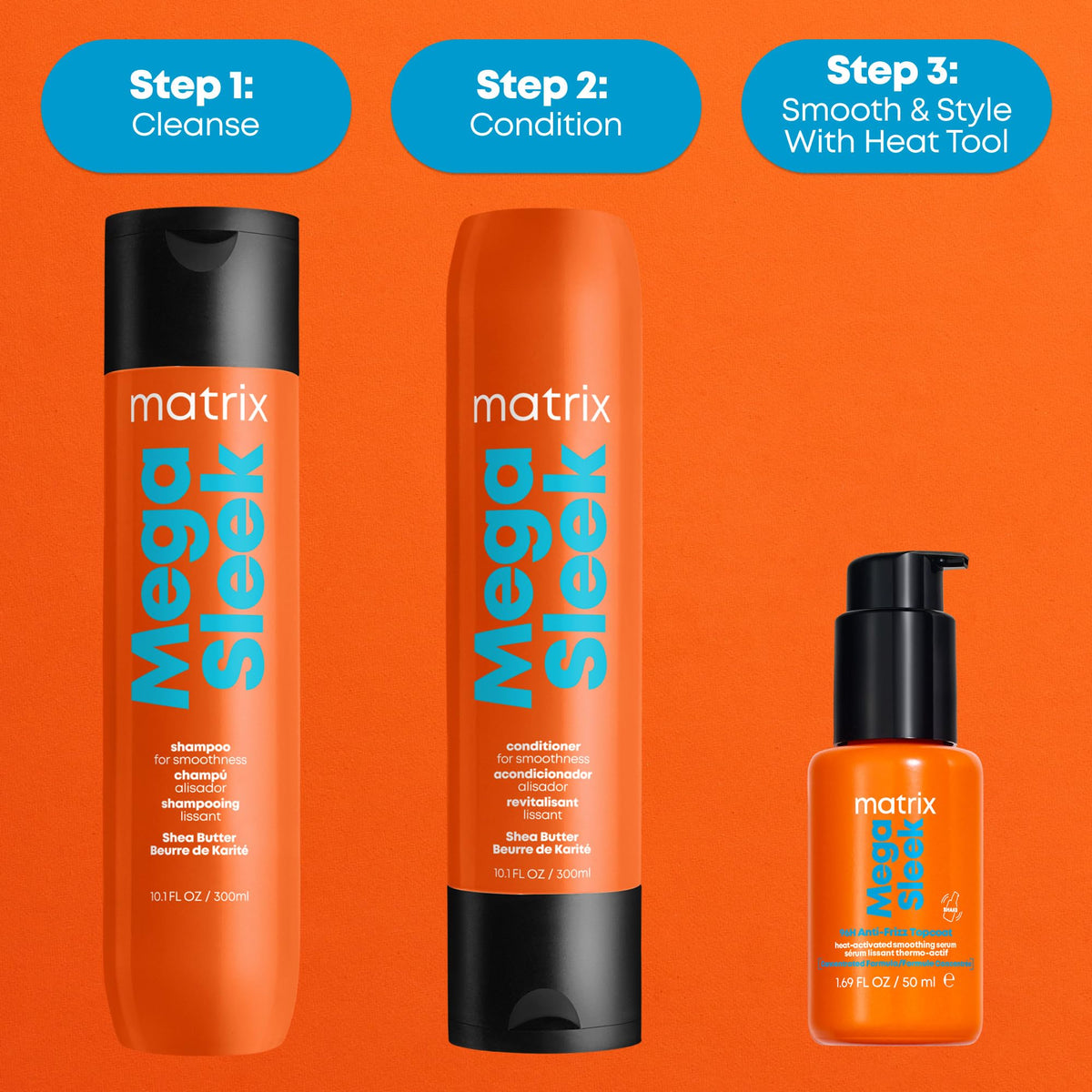 MATRIX model with glossy finished hair, demonstrates long-lasting smoothness benefit