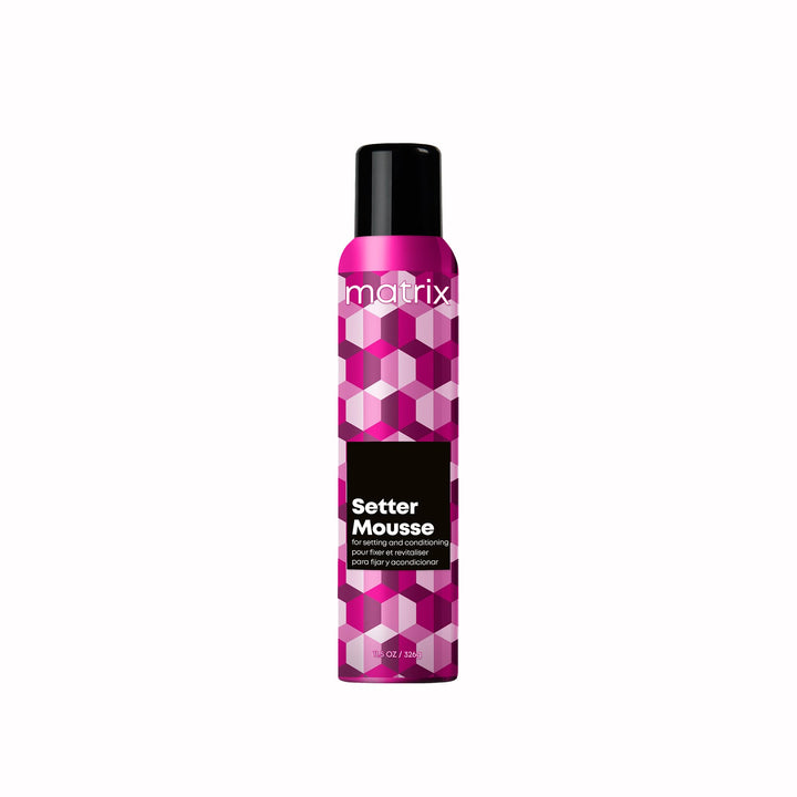 MATRIX Setter Mousse front bottle showing branding and benefits