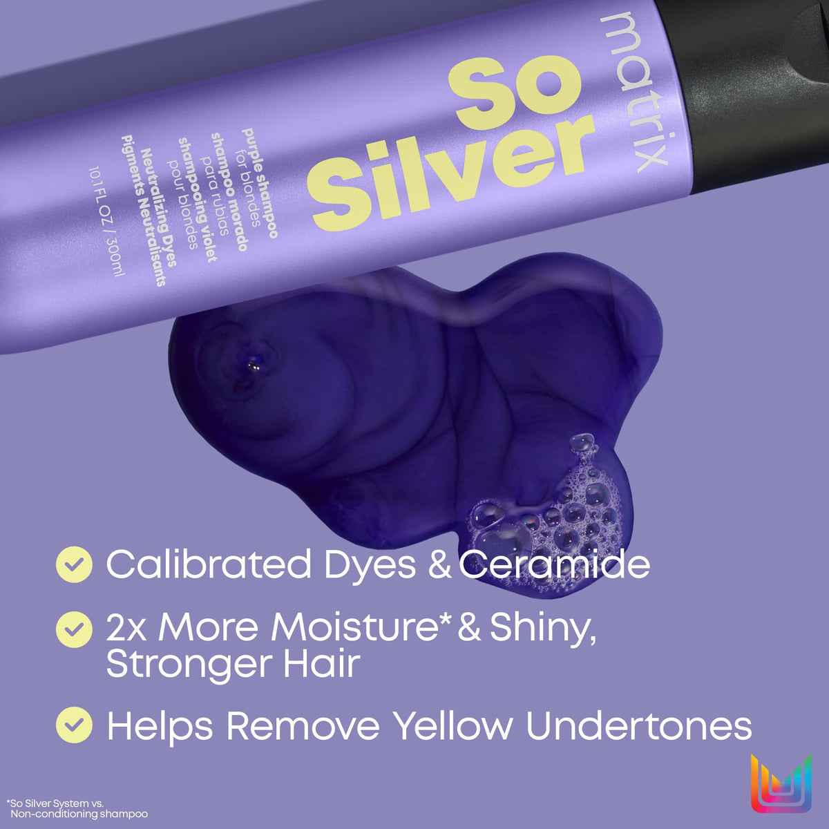 Applying Matrix So Silver on wet hair to neutralize brassiness effectively