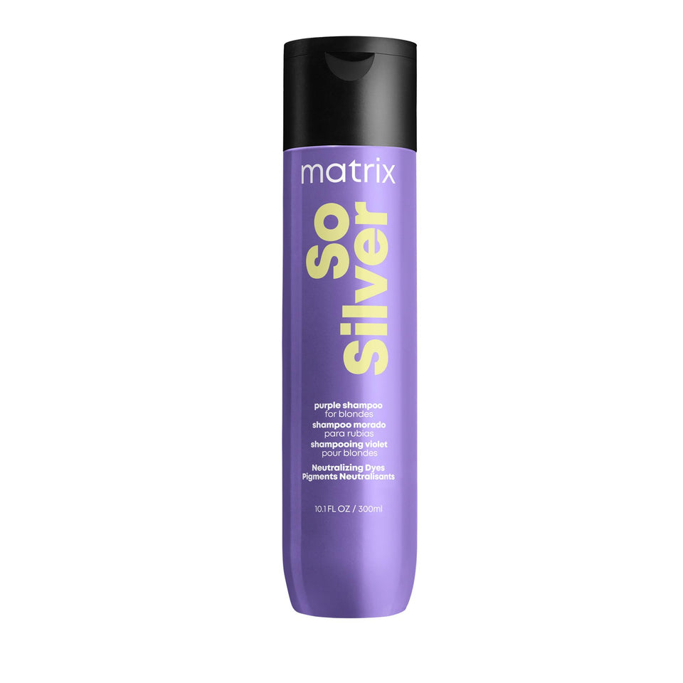 Matrix So Silver front bottle showing product and brightening benefit