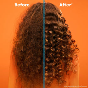 MATRIX before and after styling showing reduced frizz and enhanced shine
