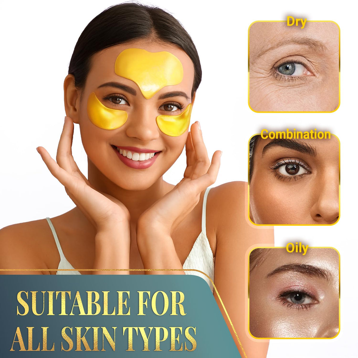 Matykos under-eye patch being applied demonstrating easy placement and quick depuffing benefit