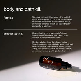 MAUDE oil bath setup with candle conveying soothing, hydrating soak benefit