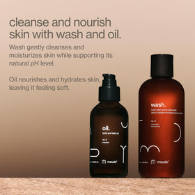 MAUDE bottle with coconut, jojoba, argan ingredients showing natural nourishment