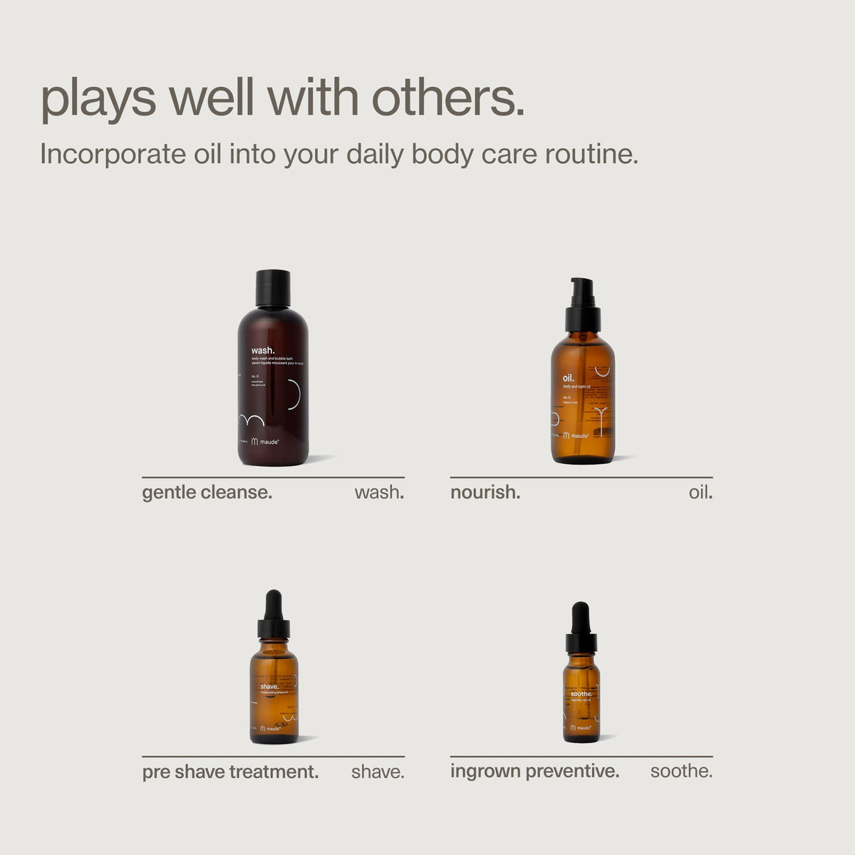 MAUDE bottle next to 4 fl oz measure showing true size and travel-friendly volume