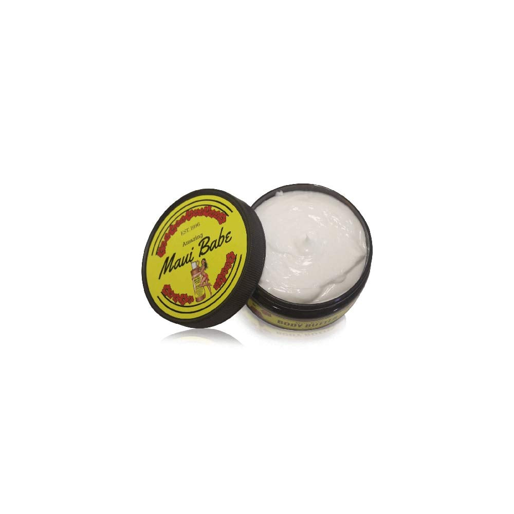 Maui Babe creamy body butter texture close-up highlighting rich emollient consistency for deep hydration
