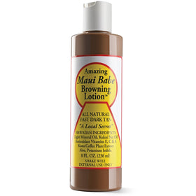 Maui Babe front bottle showing product and quick tan benefit