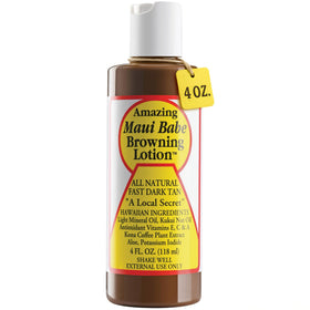 Maui Babe front bottle showing 4 fl oz and branding, highlights travel-friendly size