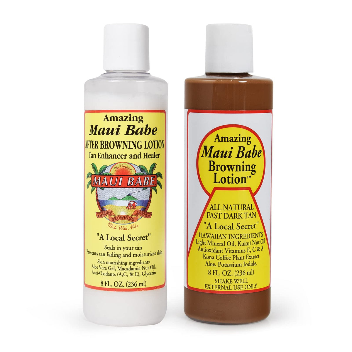 Maui Babe front label showing product name and 2-pack benefit for easy identification and trust