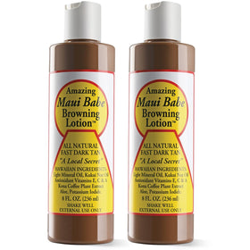 Maui Babe front label showing product name and 8-ounce size, clear branding benefit