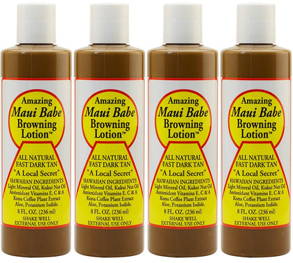 Maui Babe front packaging showing four bottles and easy travel use